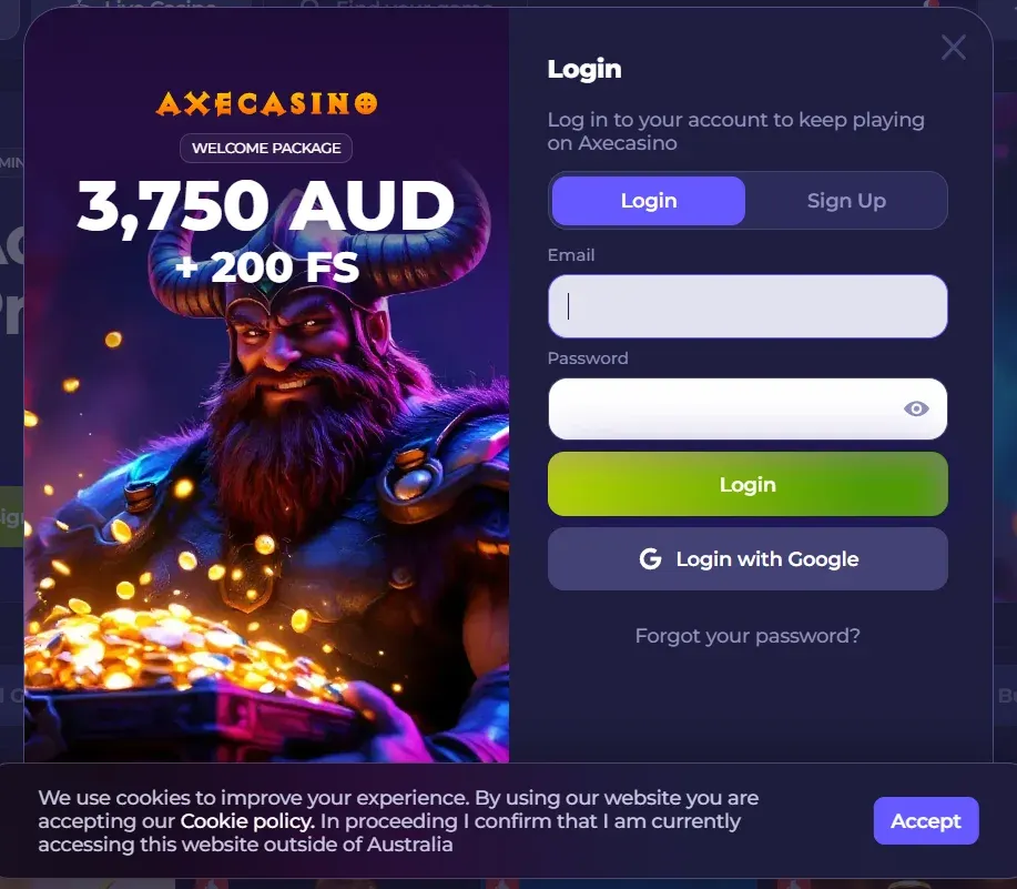 Axe casino login